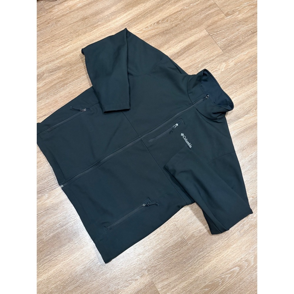 Columbia Ascender Softshell Jacket Mens XXL Black Full Zip Fleece Lined Coat